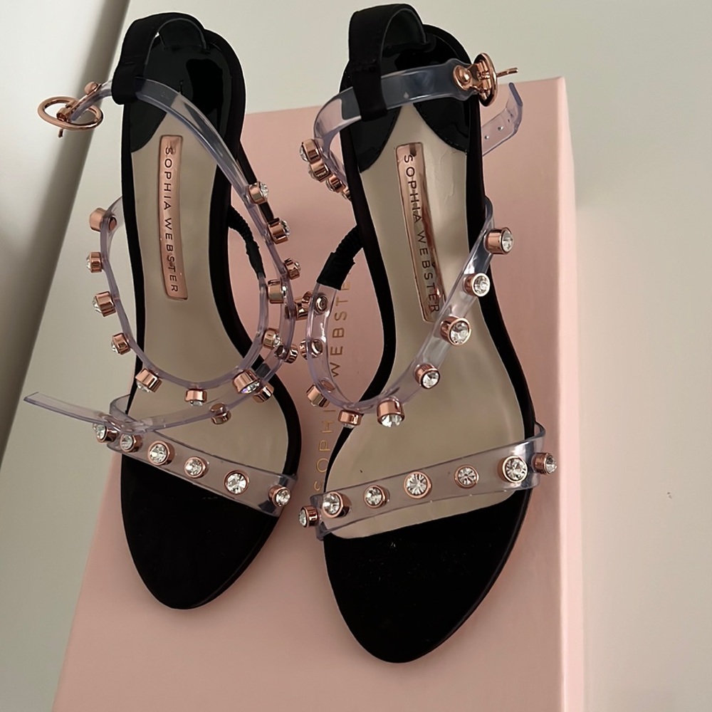 Sofia Webster heels with crystals black satin